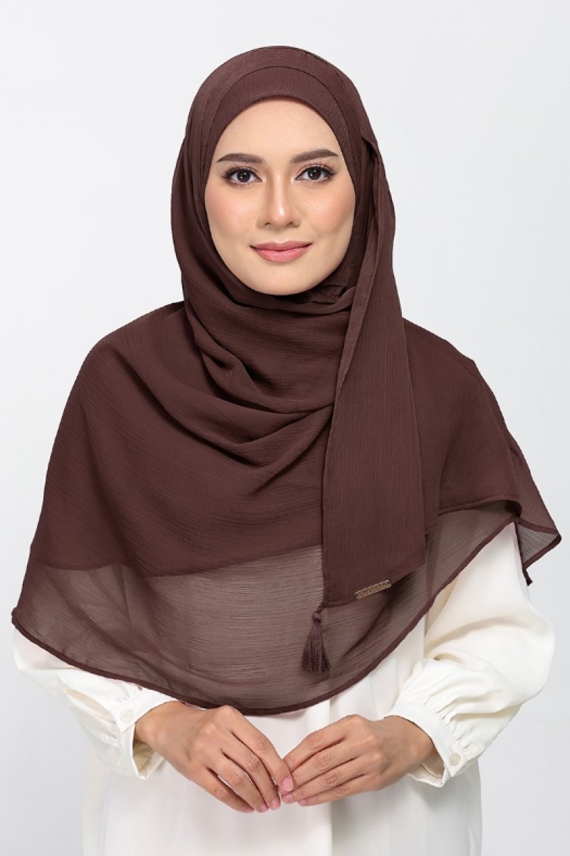 Chocolate - Plain Crinkled Chiffon