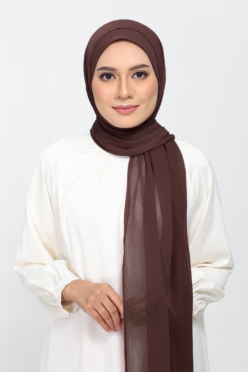 Chocolate - Plain Crinkled Chiffon