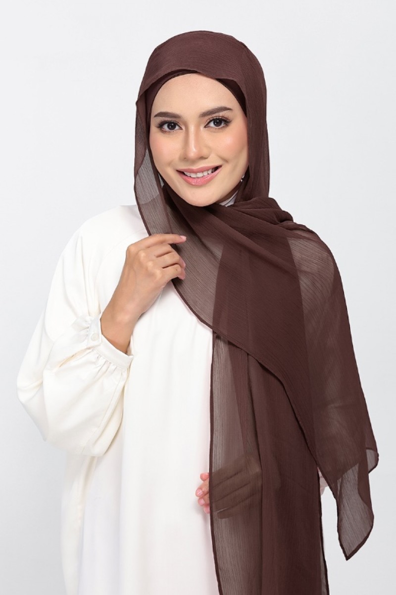 Chocolate - Plain Crinkled Chiffon