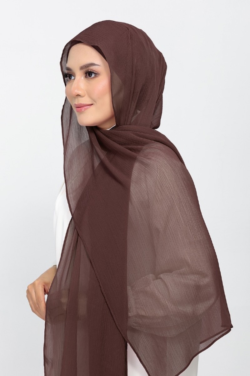 Chocolate - Plain Crinkled Chiffon
