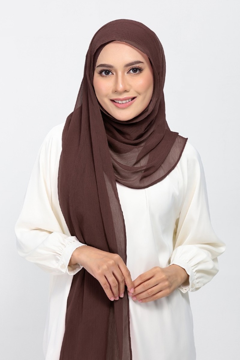 Chocolate - Plain Crinkled Chiffon