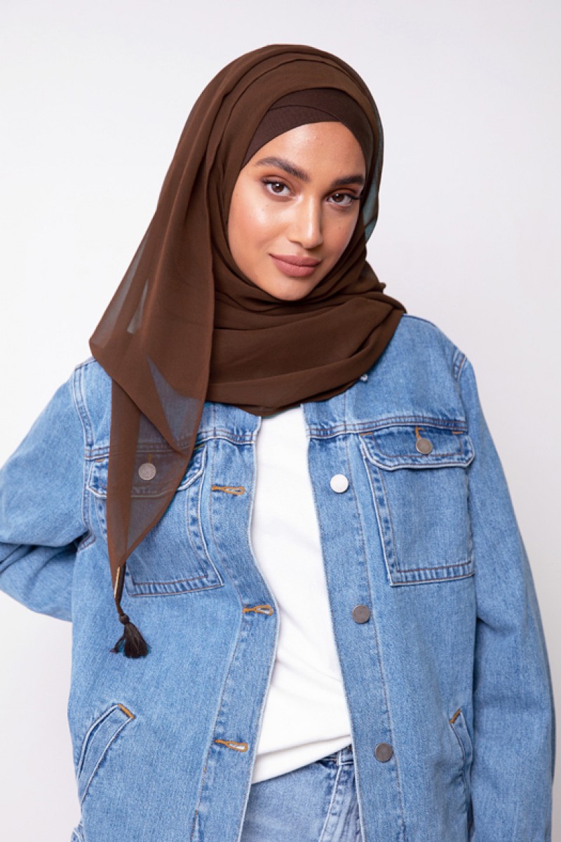 Taj Chocolate - Plain Crepe Chiffon