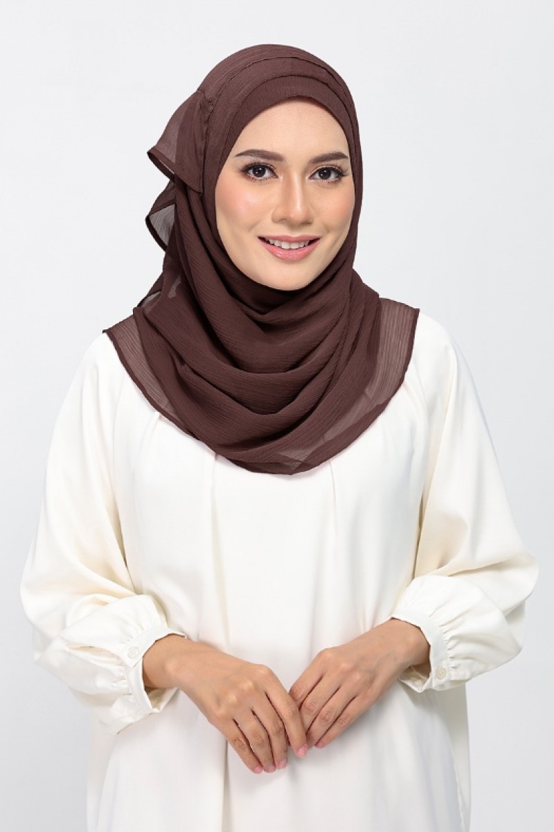 Chocolate - Plain Crinkled Chiffon