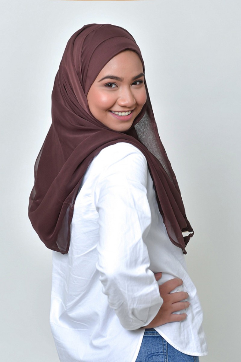 Chocolate - BASICS Plain Lite Chiffon