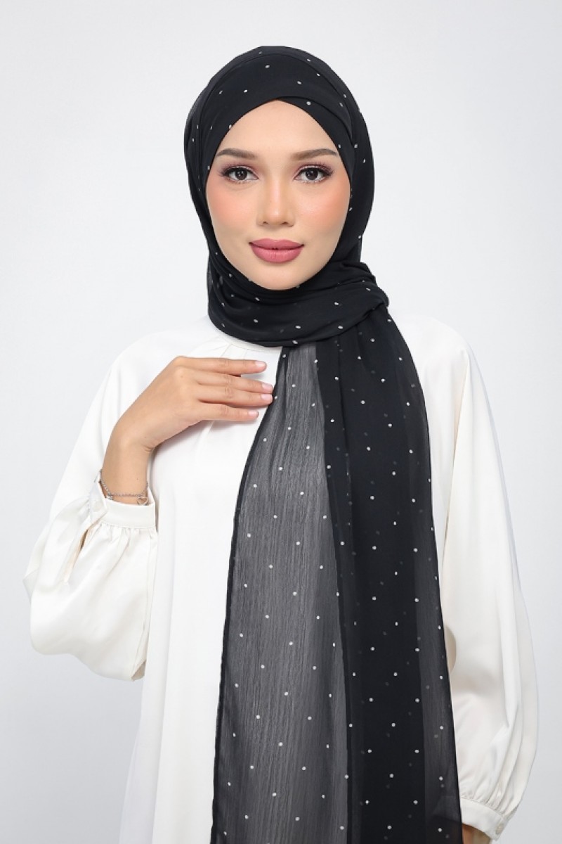 Classic Polka - Printed Plus Crinkled Chiffon