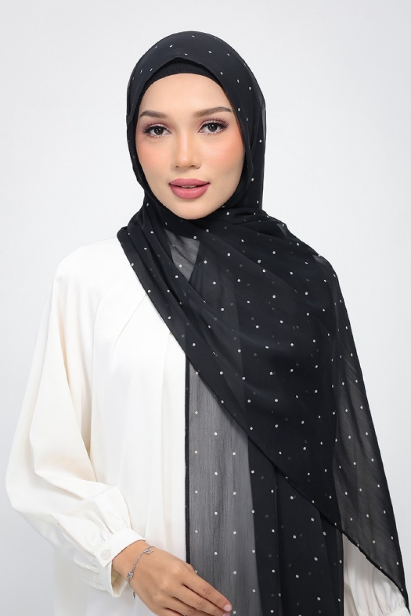 Classic Polka - Printed Plus Crinkled Chiffon