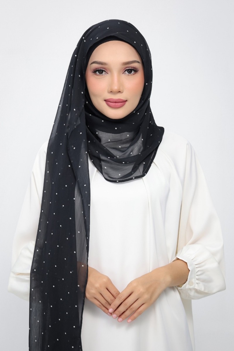 Classic Polka - Printed Plus Crinkled Chiffon