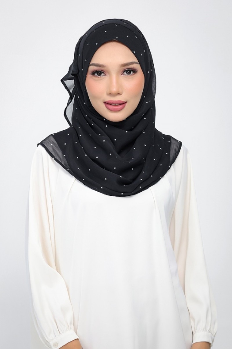 Classic Polka - Printed Plus Crinkled Chiffon