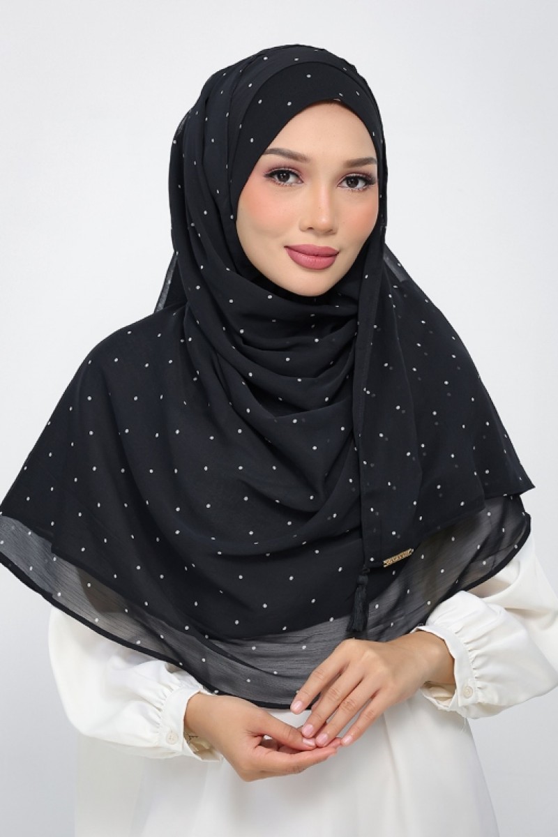 Classic Polka - Printed Plus Crinkled Chiffon