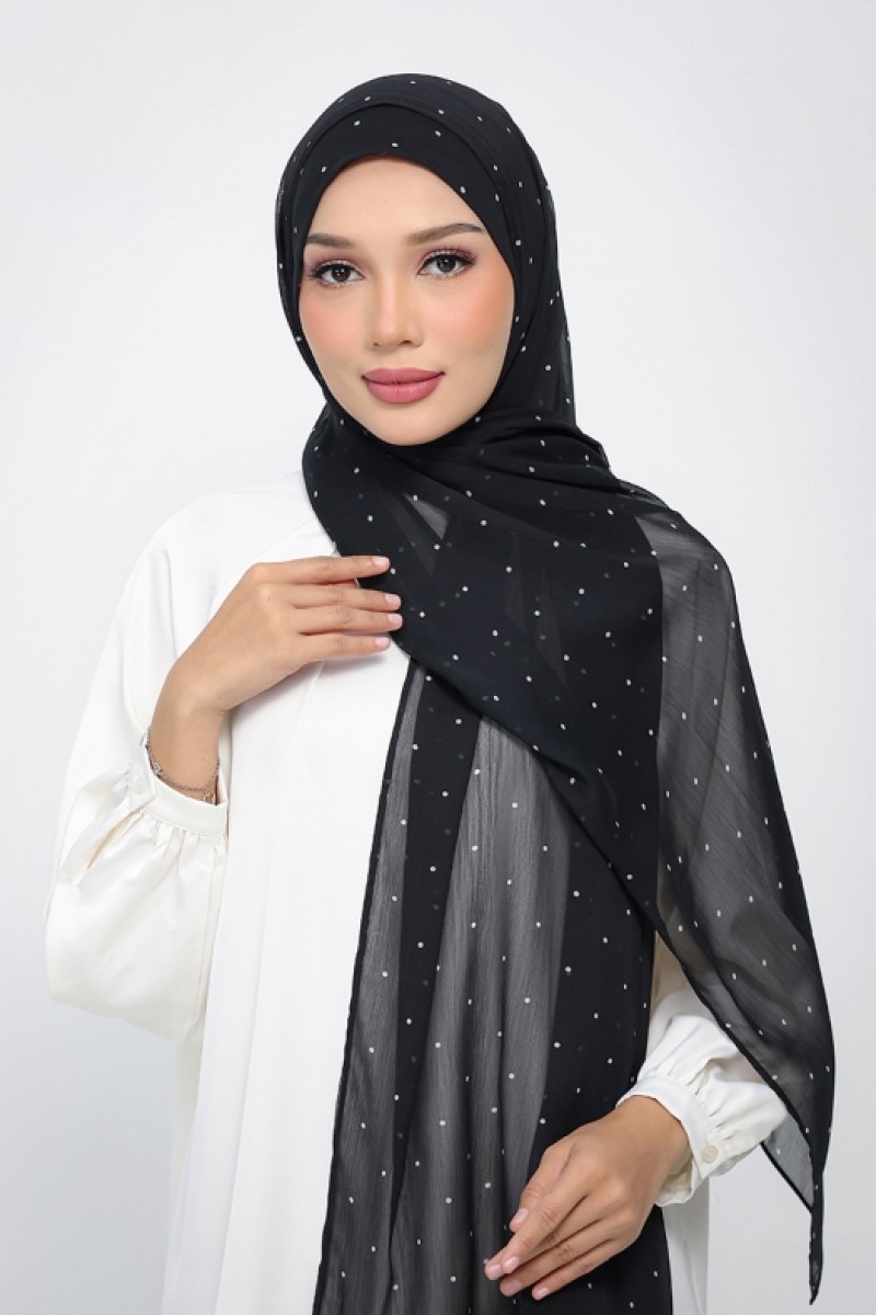 Classic Polka - Printed Plus Crinkled Chiffon