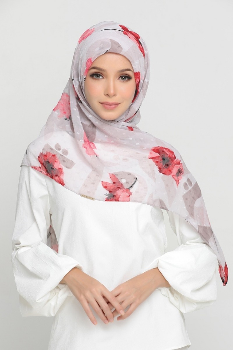 Classic Poppy - Printed Mosaic Butti Chiffon