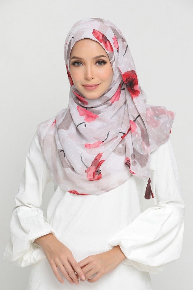 Classic Poppy - Printed Mosaic Butti Chiffon