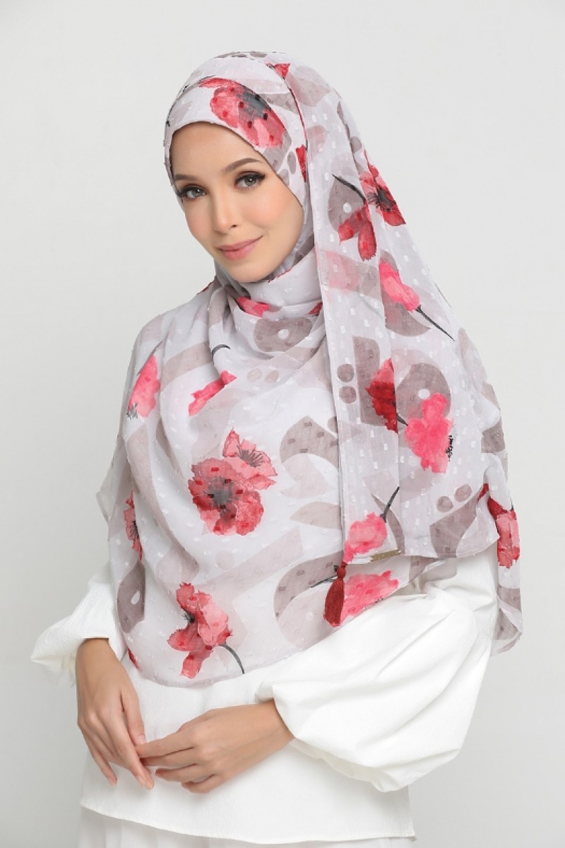 Classic Poppy - Printed Mosaic Butti Chiffon