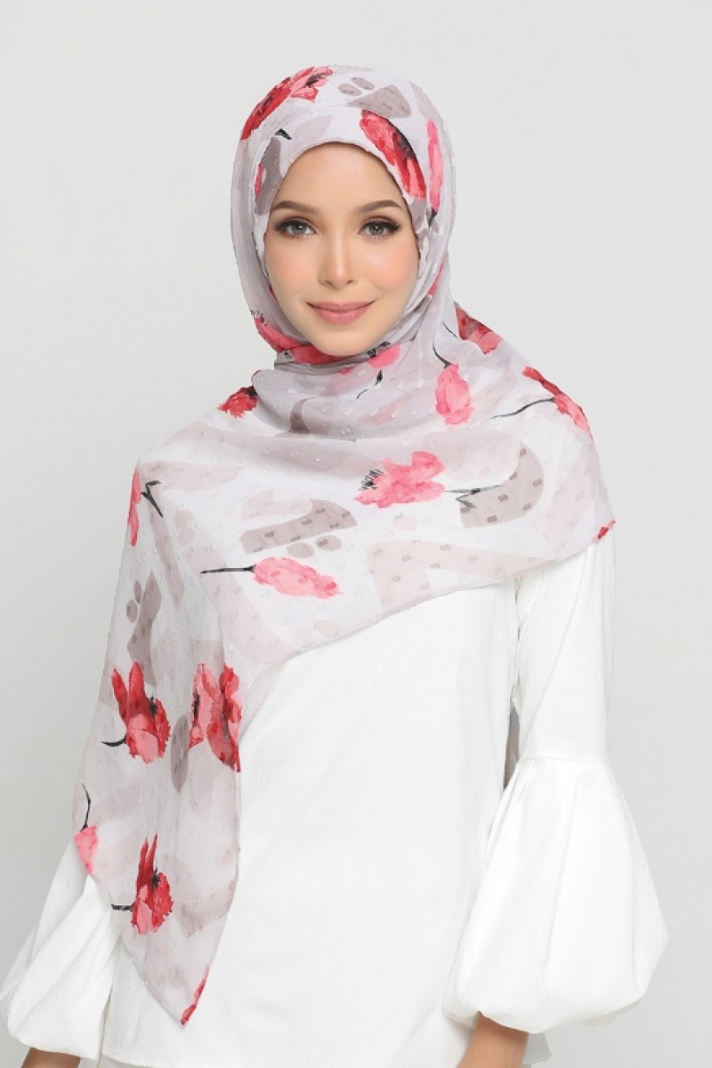 Classic Poppy - Printed Mosaic Butti Chiffon