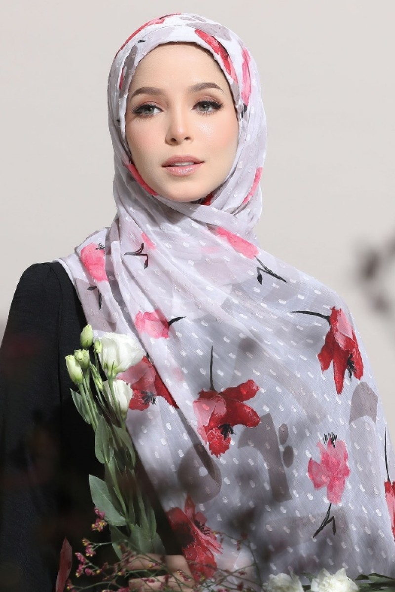 Classic Poppy - Printed Mosaic Butti Chiffon