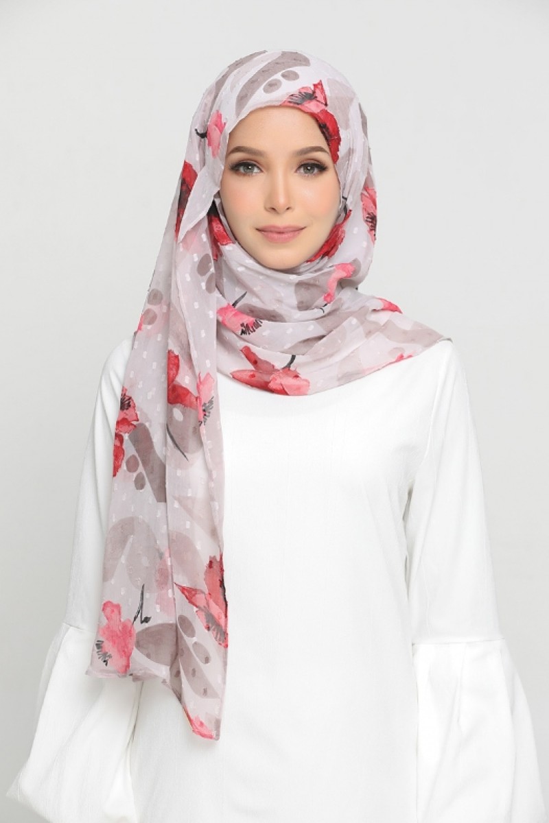 Classic Poppy - Printed Mosaic Butti Chiffon