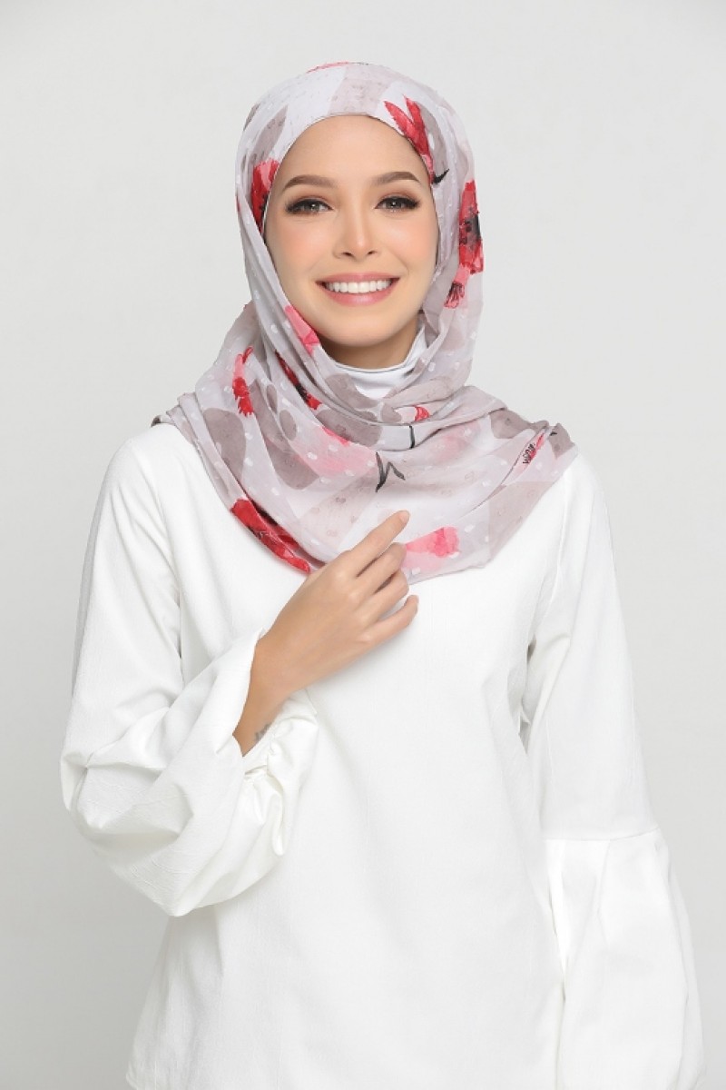 Classic Poppy - Printed Mosaic Butti Chiffon