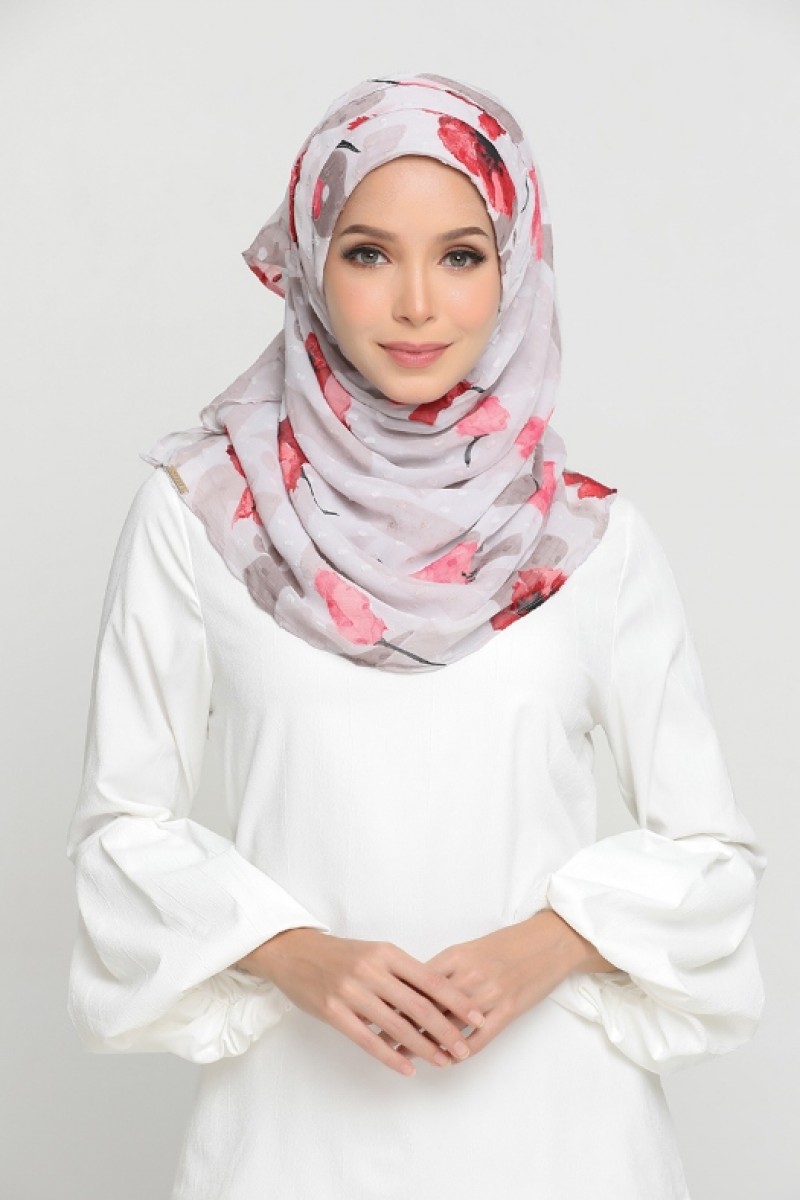 Classic Poppy - Printed Mosaic Butti Chiffon