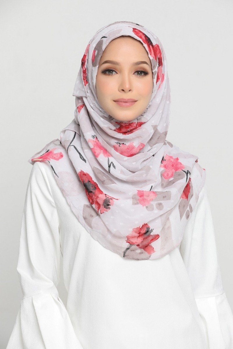 Classic Poppy - Printed Mosaic Butti Chiffon