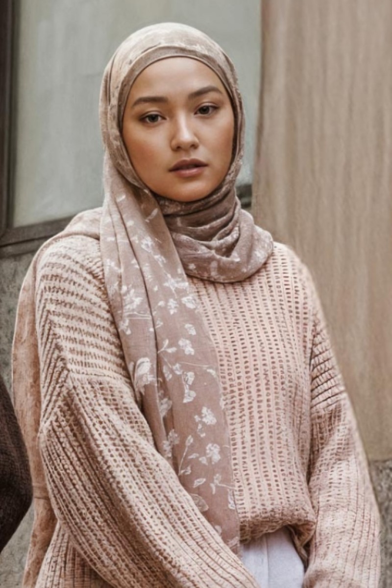 Sakina Beige - Printed Plus Crinkled Chiffon