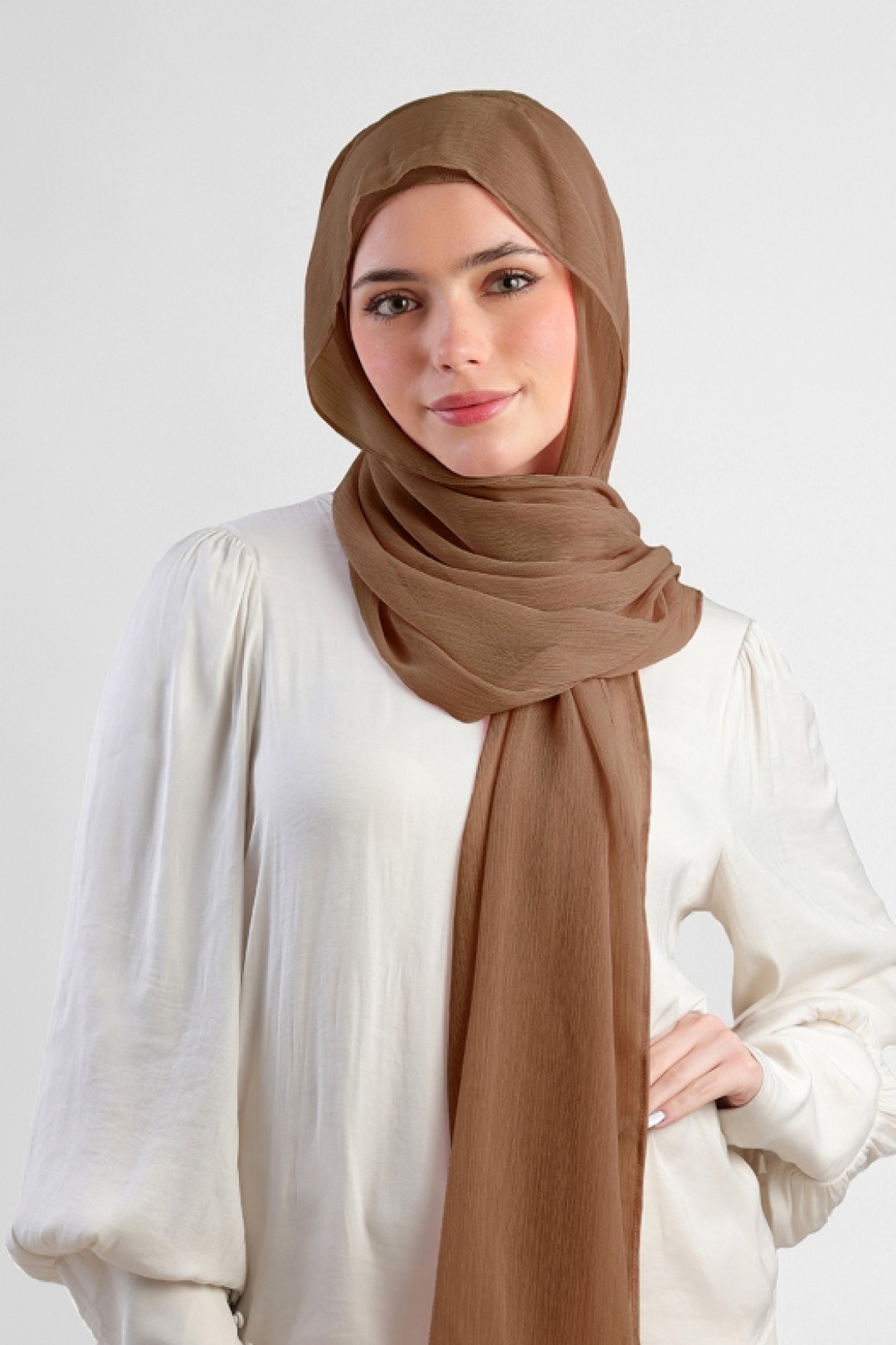 Clay - Plain Crinkled Chiffon