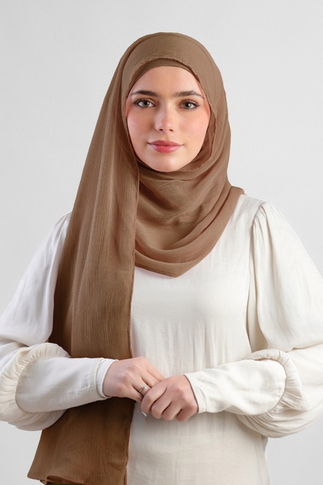 Clay - Plain Crinkled Chiffon