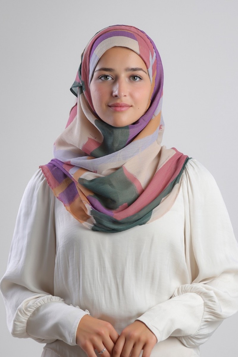 Cocktail - Printed Plus Crinkled Chiffon - Cap Shawl