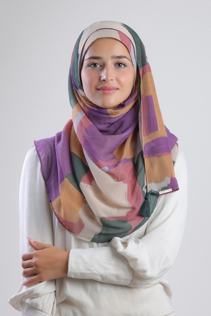 Cocktail - Printed Plus Crinkled Chiffon - Cap Shawl