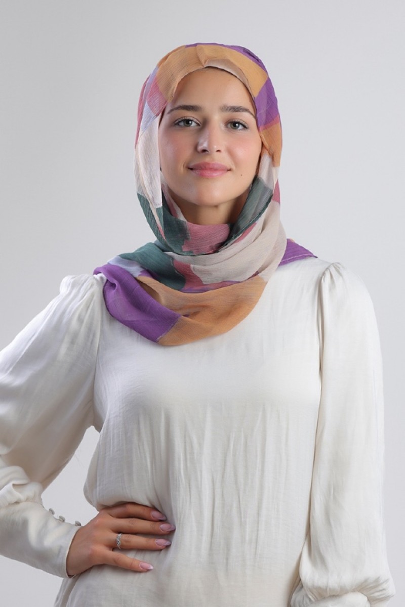 Cocktail - Printed Plus Crinkled Chiffon - Cap Shawl