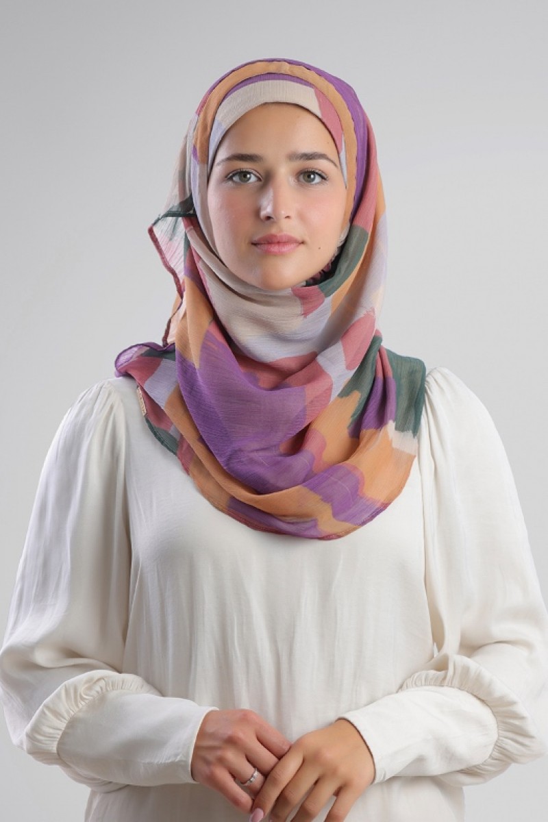 Cocktail - Printed Plus Crinkled Chiffon - Cap Shawl