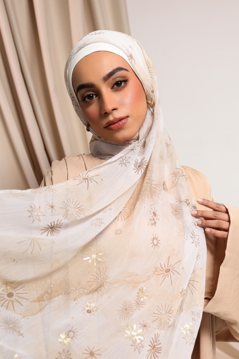 Shams - Premium Printed Plus Crinkled Chiffon with Sequins