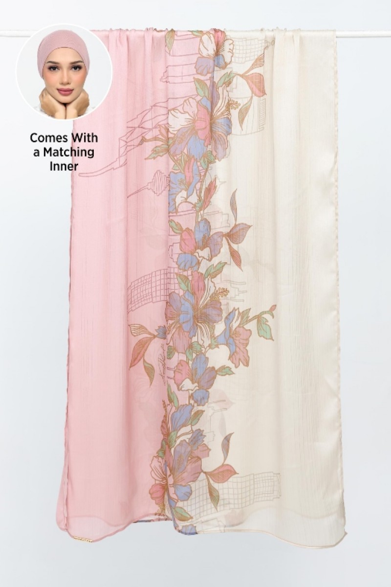 Blossoms Over KL - Printed Plus Crinkled Satin Chiffon