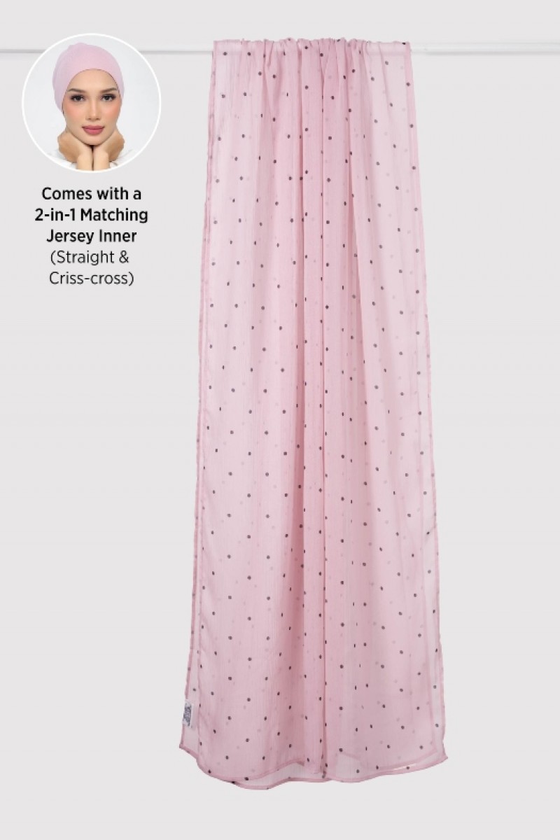 Polka Pink - Printed Plus Crinkled Chiffon