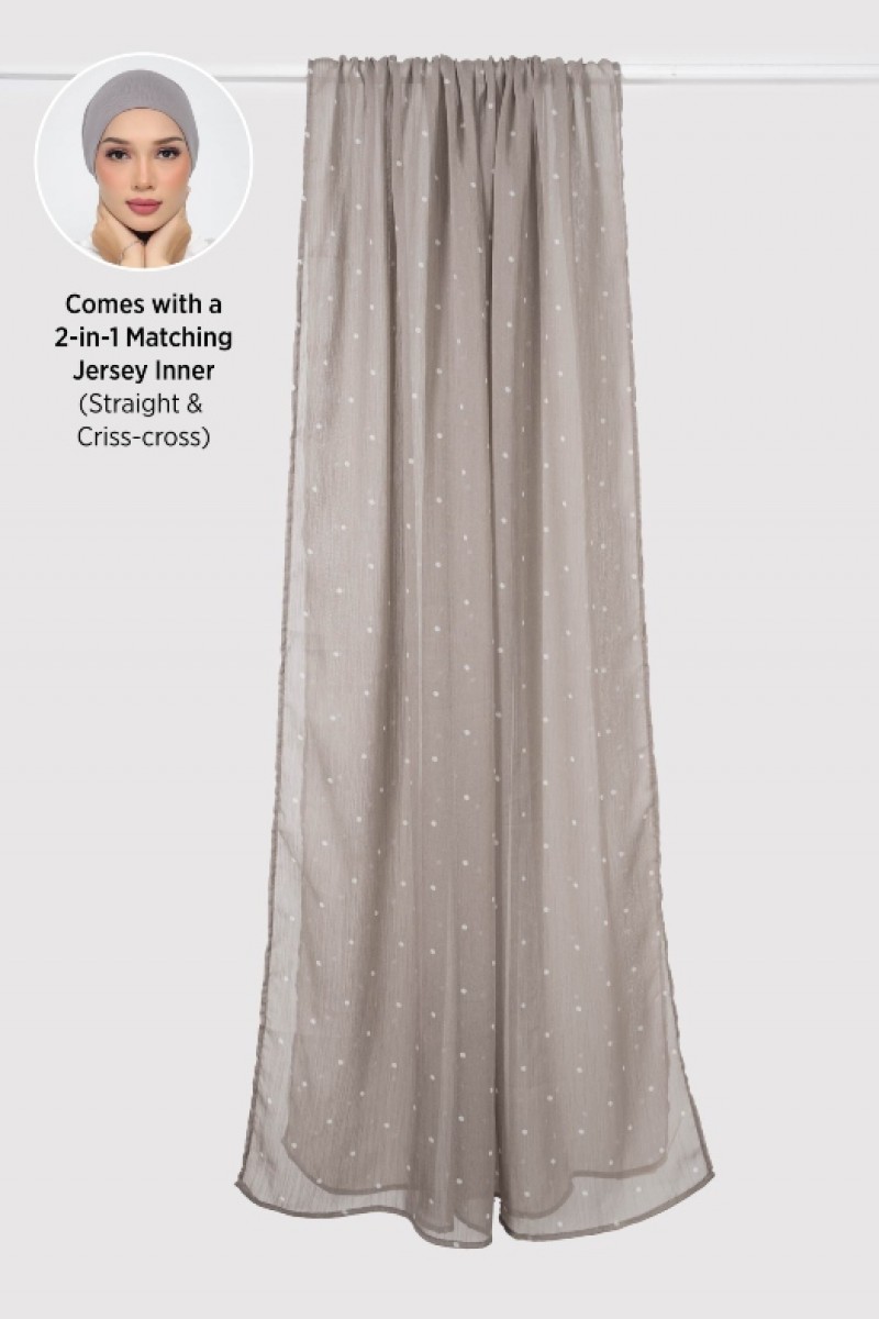 Polka Sand - Printed Plus Crinkled Chiffon