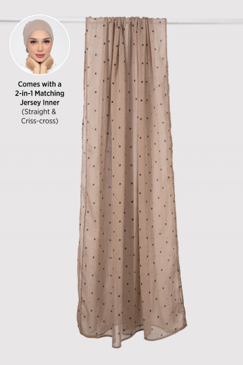 Polka Taupe - Printed Plus Crinkled Chiffon