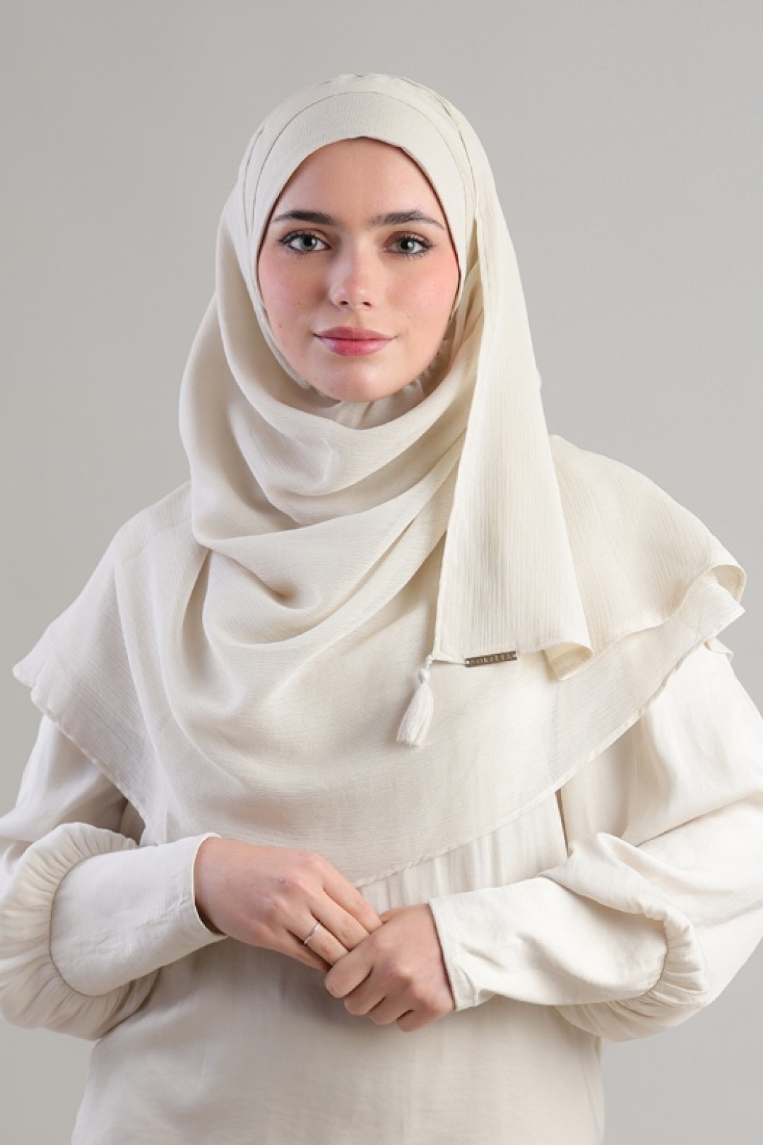 Cream - Plain Crinkled Chiffon