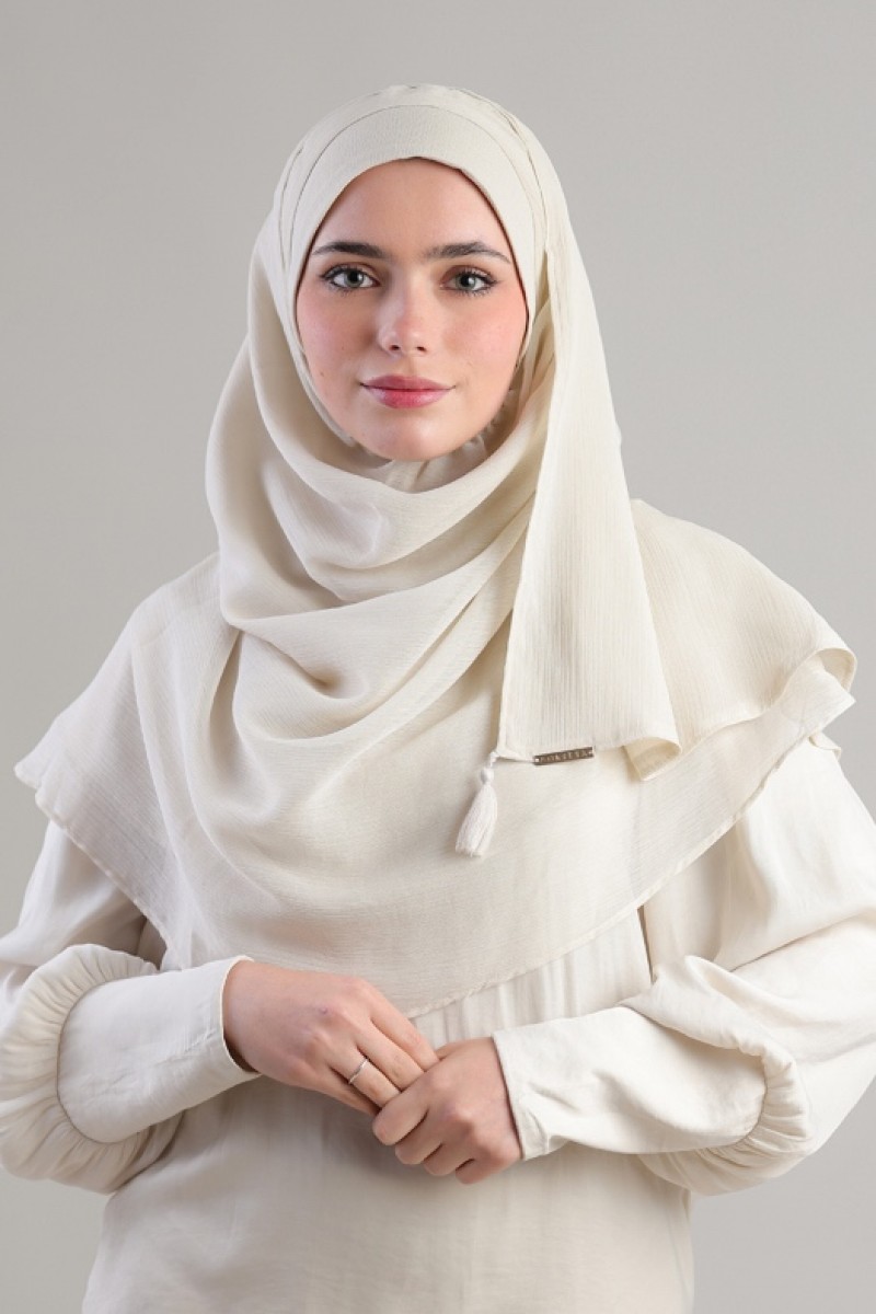 Cream - Plain Crinkled Chiffon