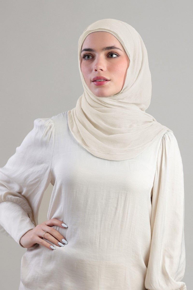 Cream - Plain Crinkled Chiffon