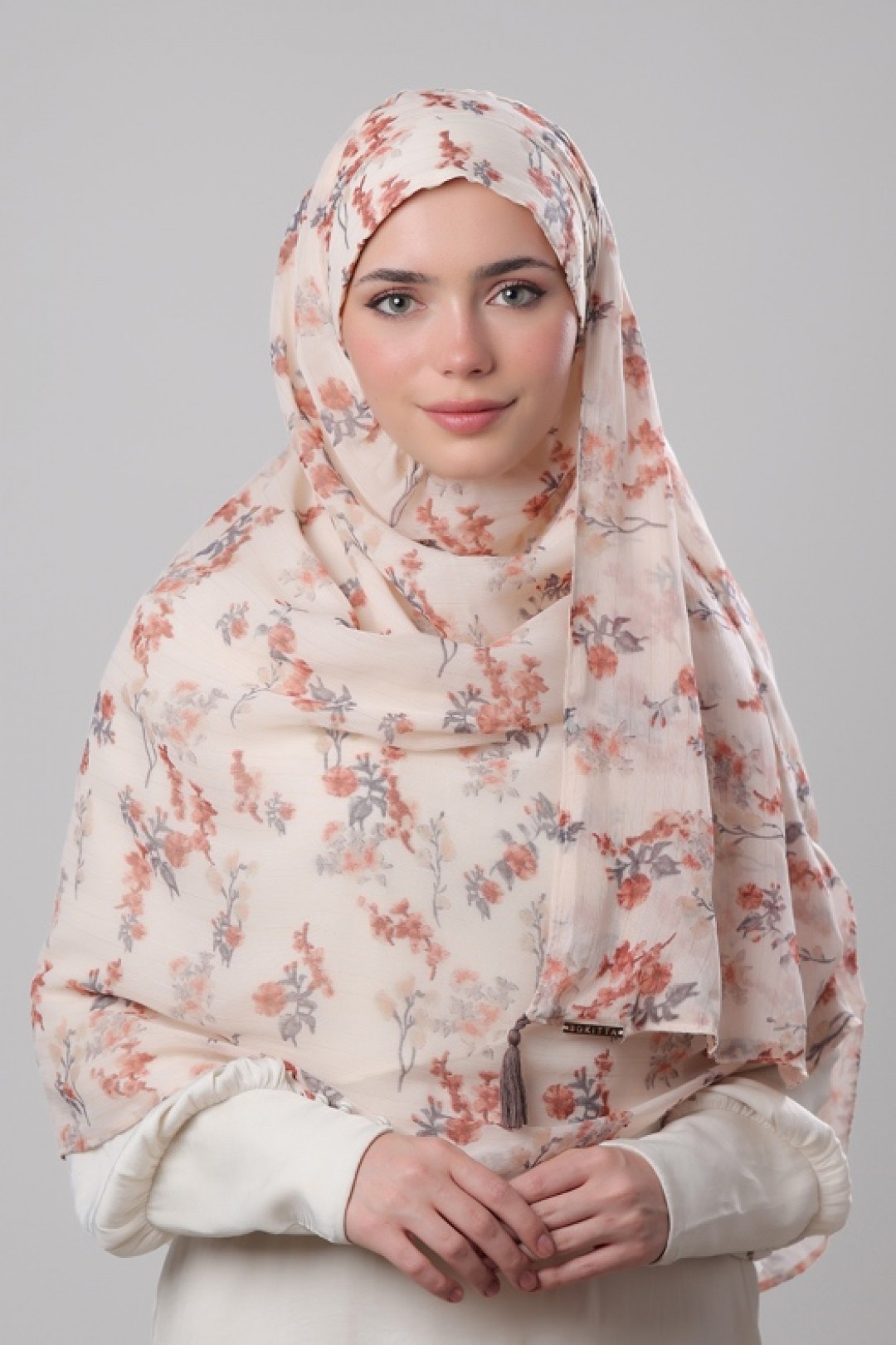 Cream Shimmer - Printed Crinkled Chiffon Lurex