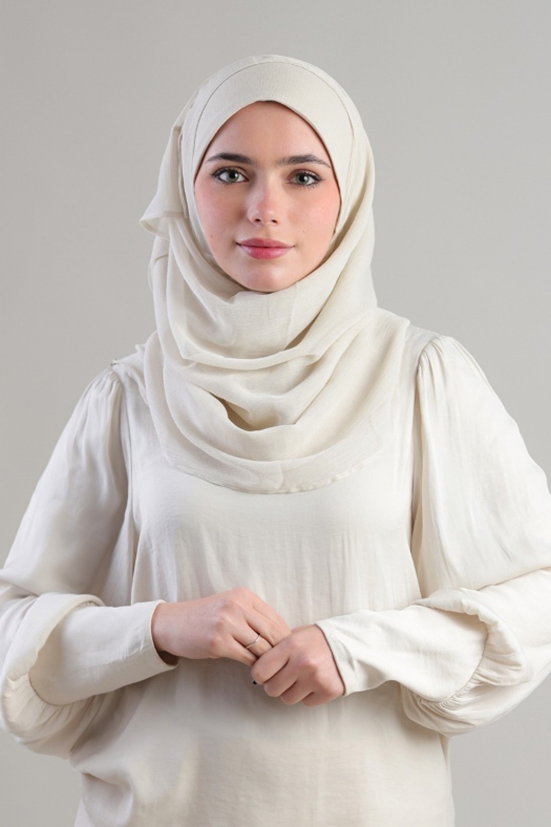 Cream - Plain Crinkled Chiffon