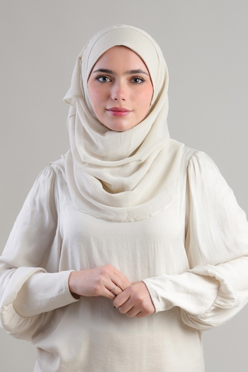Cream - Plain Crinkled Chiffon
