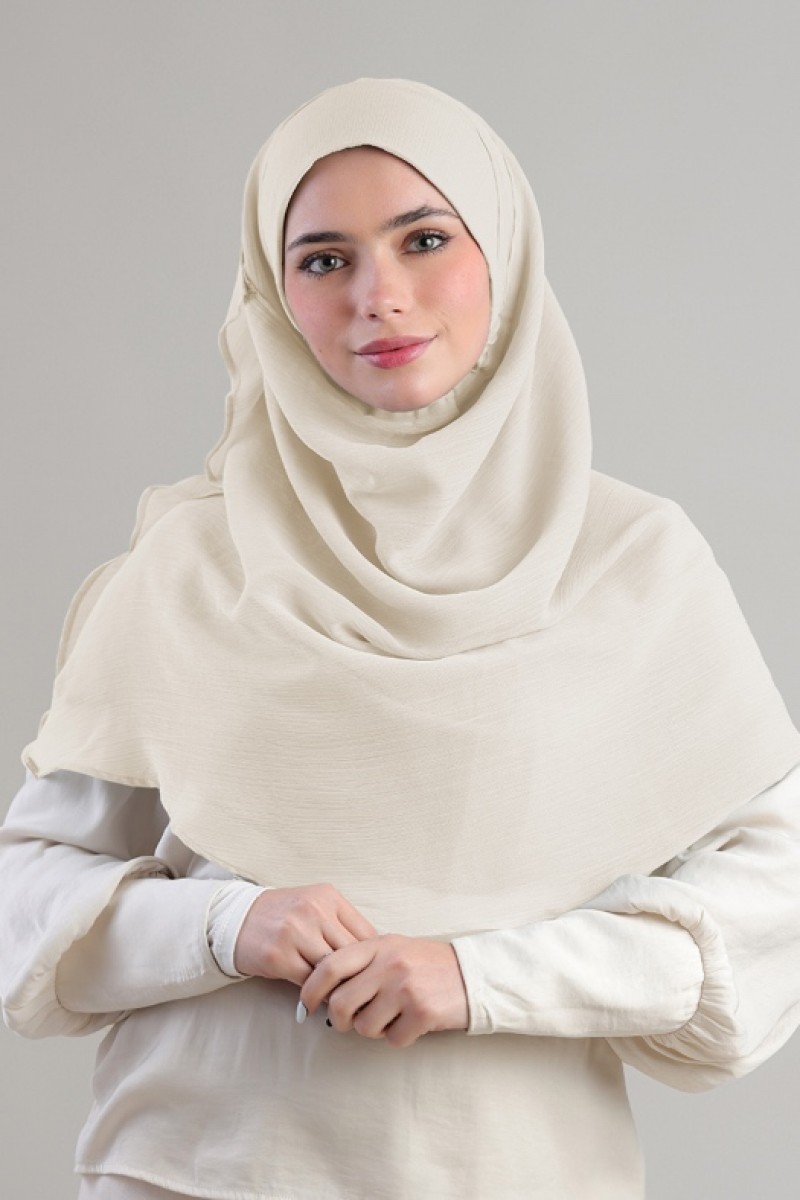 Cream - Plain Crinkled Chiffon