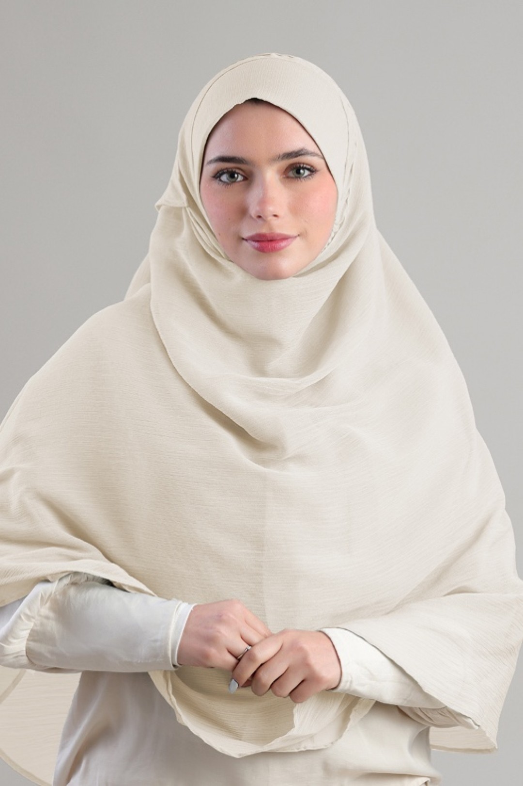 Cream - Plain Crinkled Chiffon