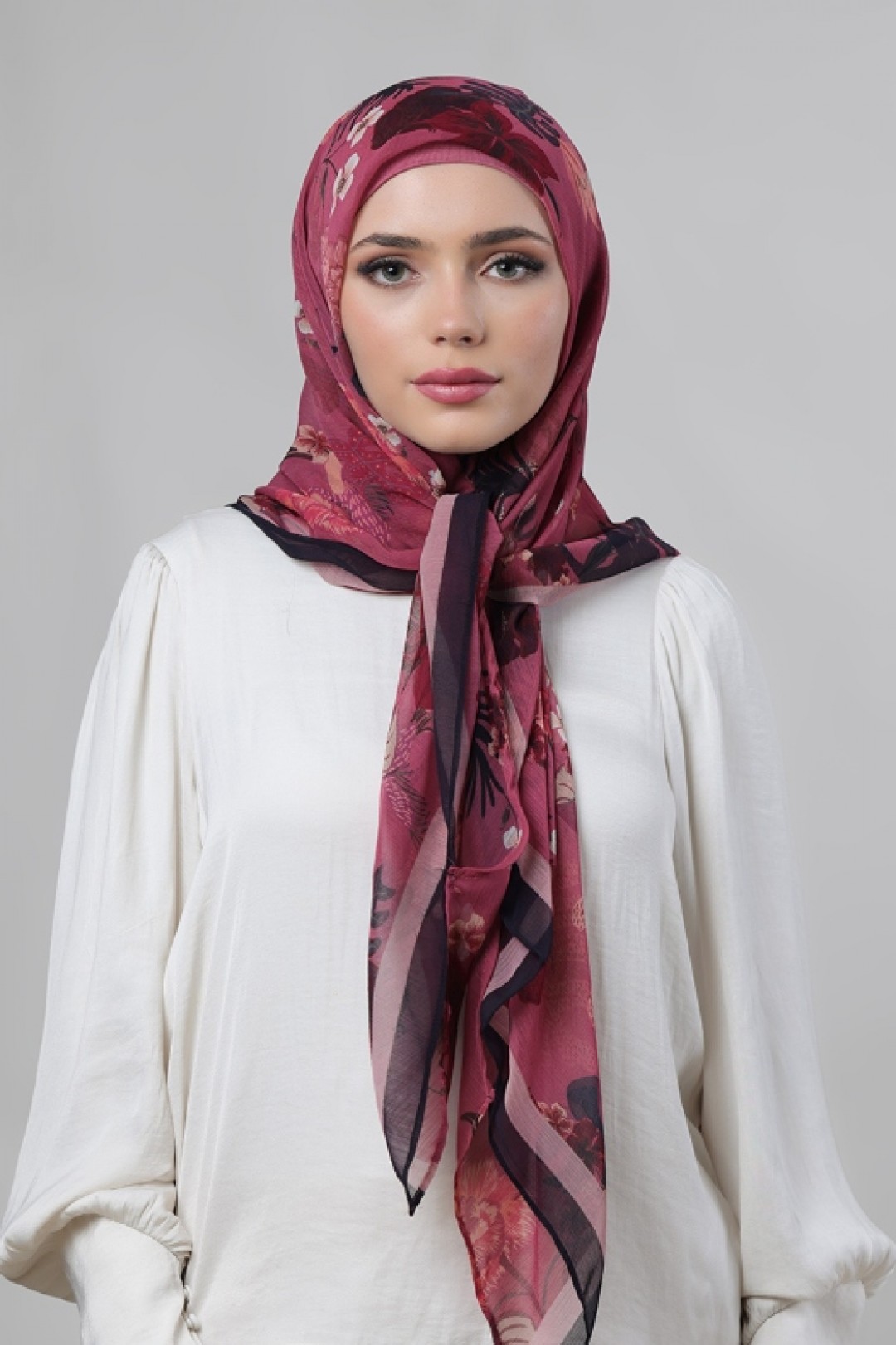 Crimson Tide - Printed Crinkled Chiffon