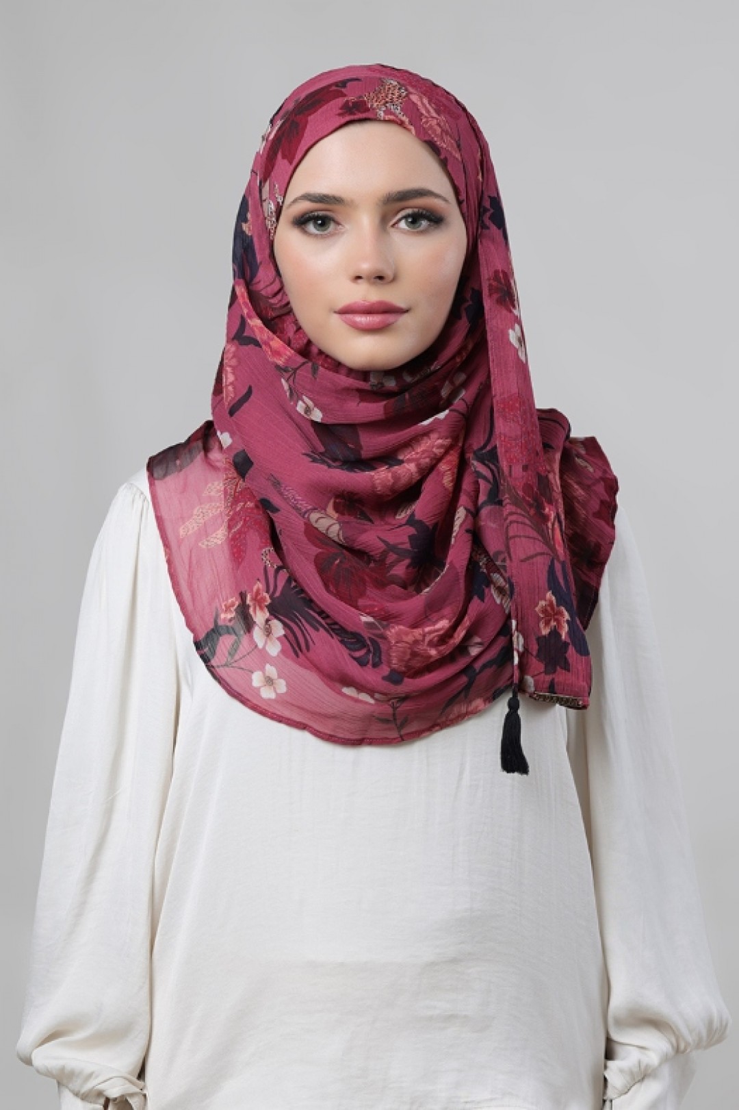Crimson Tide - Printed Crinkled Chiffon