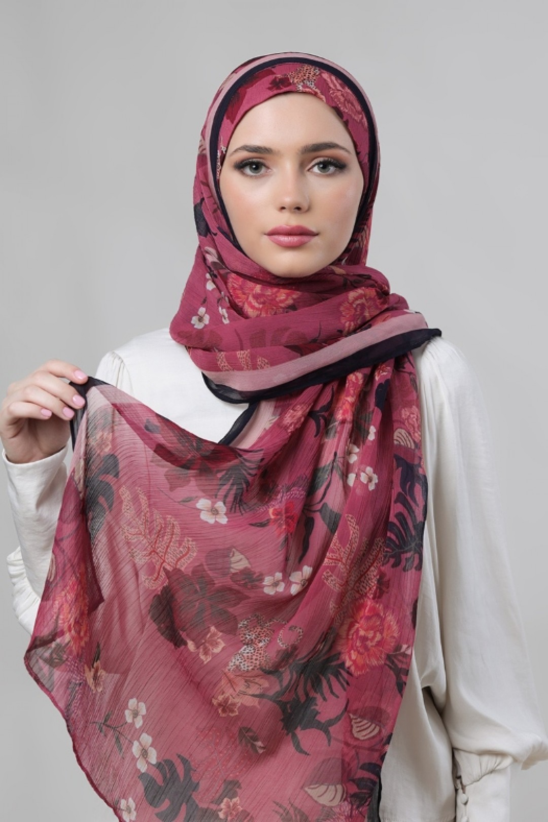 Crimson Tide - Printed Crinkled Chiffon