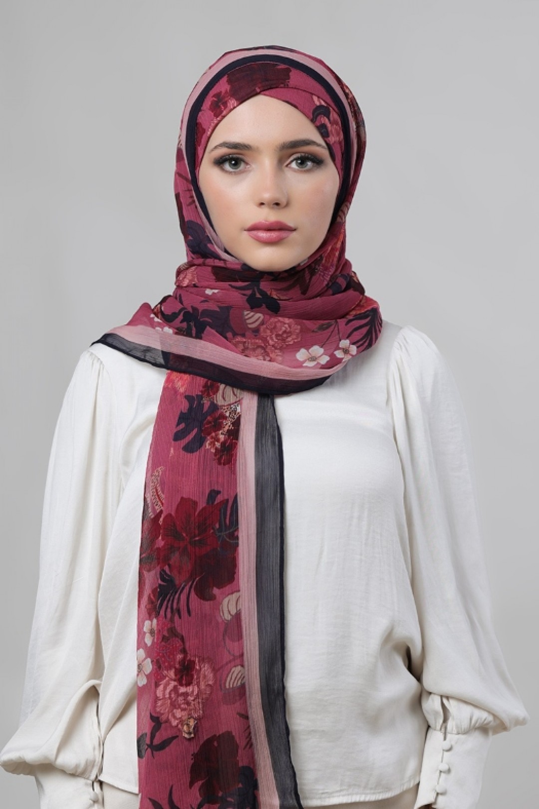 Crimson Tide - Printed Crinkled Chiffon