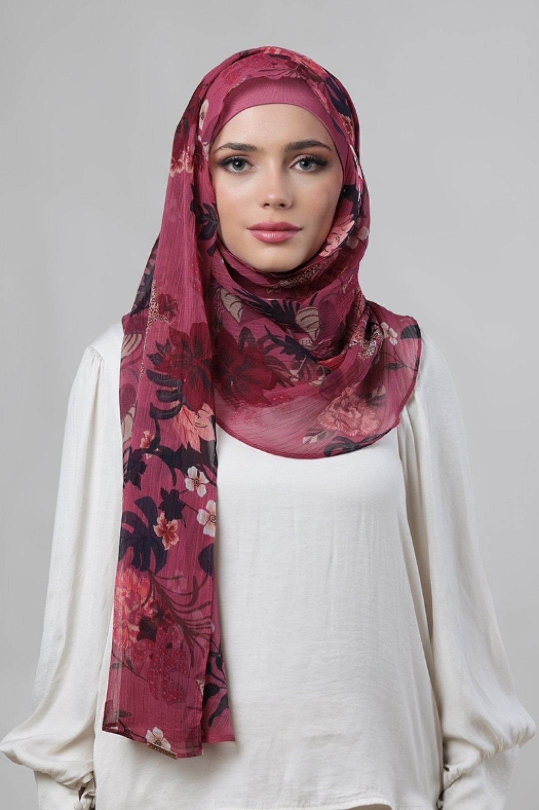 Crimson Tide - Printed Crinkled Chiffon
