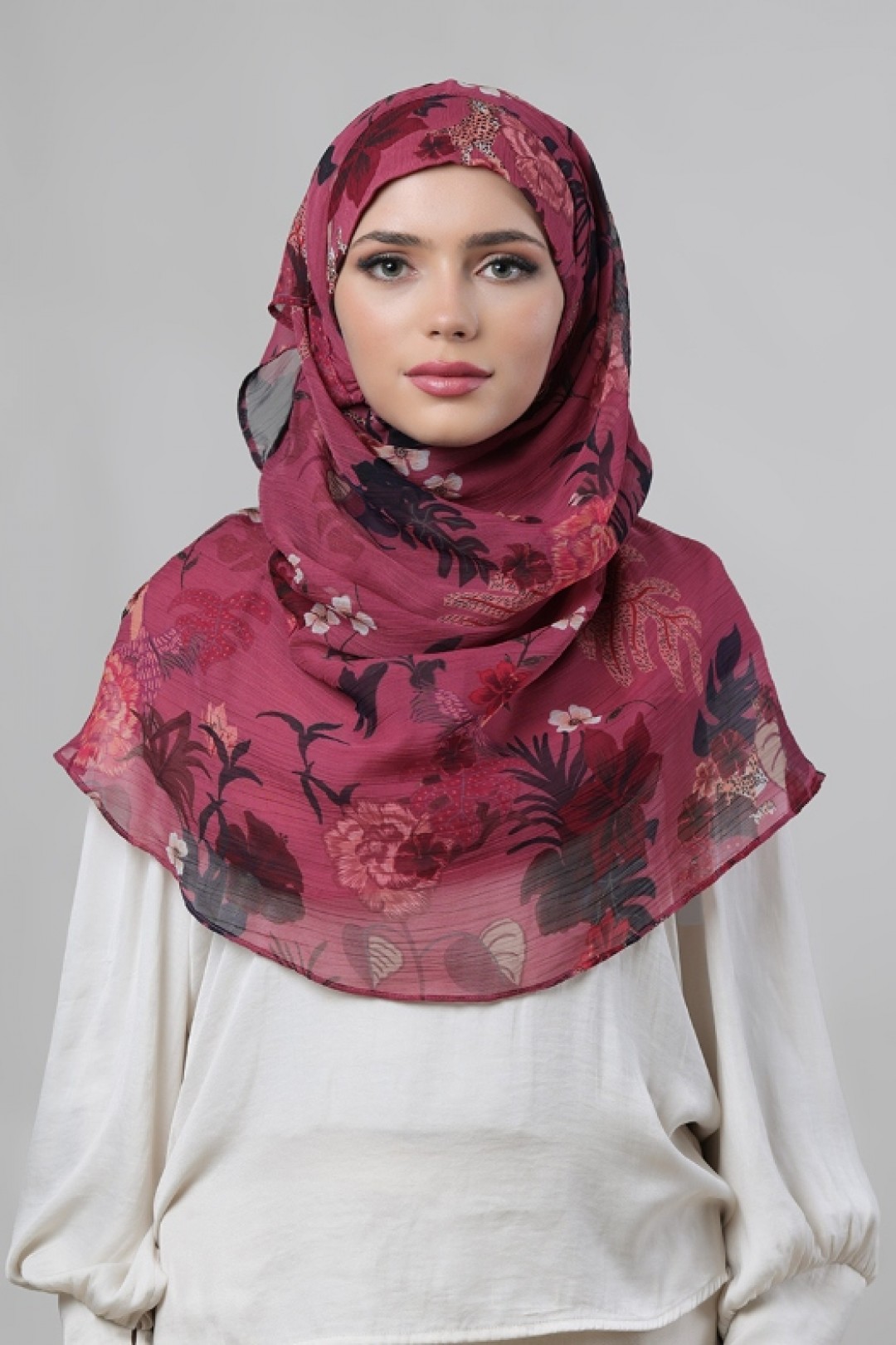 Crimson Tide - Printed Crinkled Chiffon