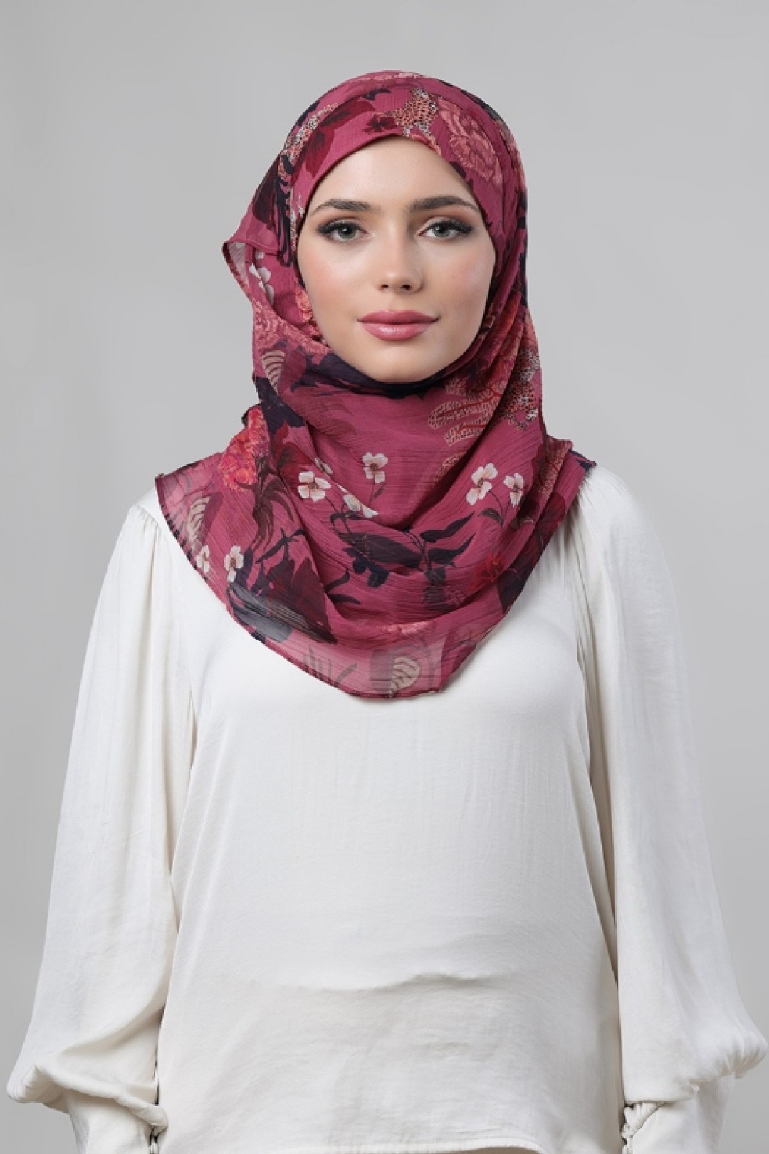 Crimson Tide - Printed Crinkled Chiffon